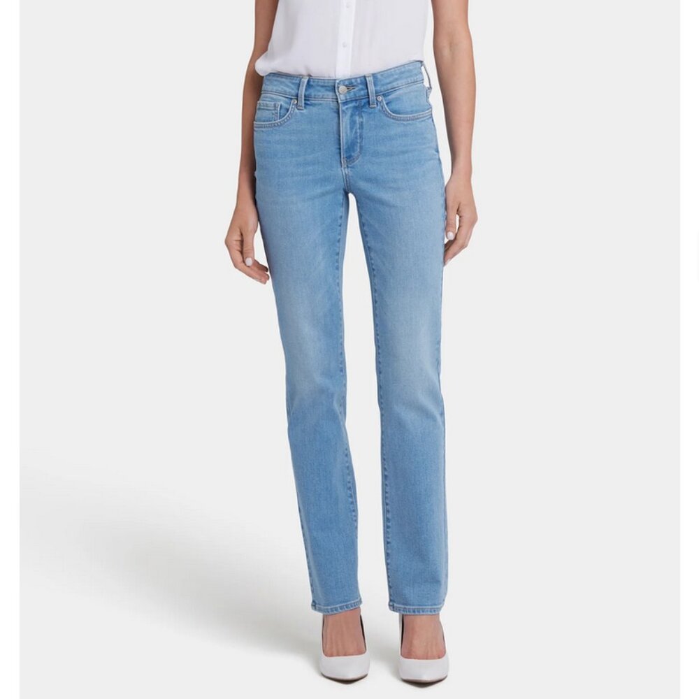 NYDJ LiftXTuck technology Marilyn Straight Jeans, Light Wash, Size 10